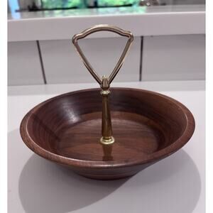 Vintage Walnut Bowl Lebanon Missouri Handled Nut Trinket Bowl